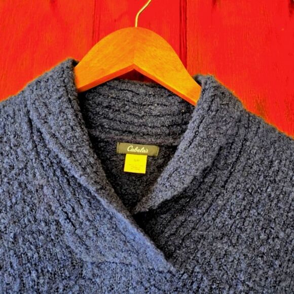 Cabela's Shawl Collar Boulce Sweater Blue Size Small - Picture 2 of 9